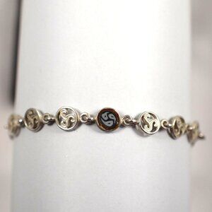 VTG 925 Sterling Silver Celtic Triskele Bracelet 7-10" 6.5mm Link Chain 8.53g